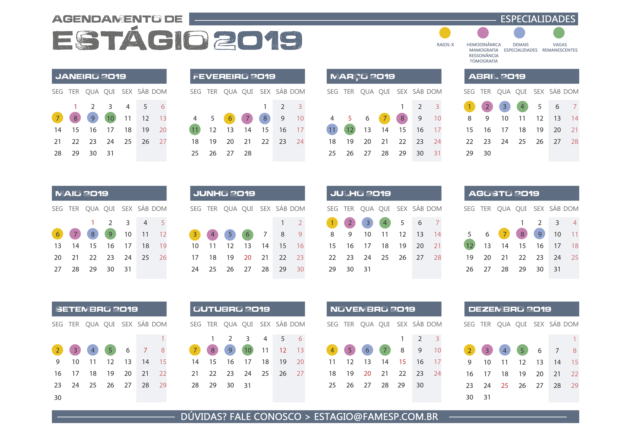 calendario estagio 2019 famesp